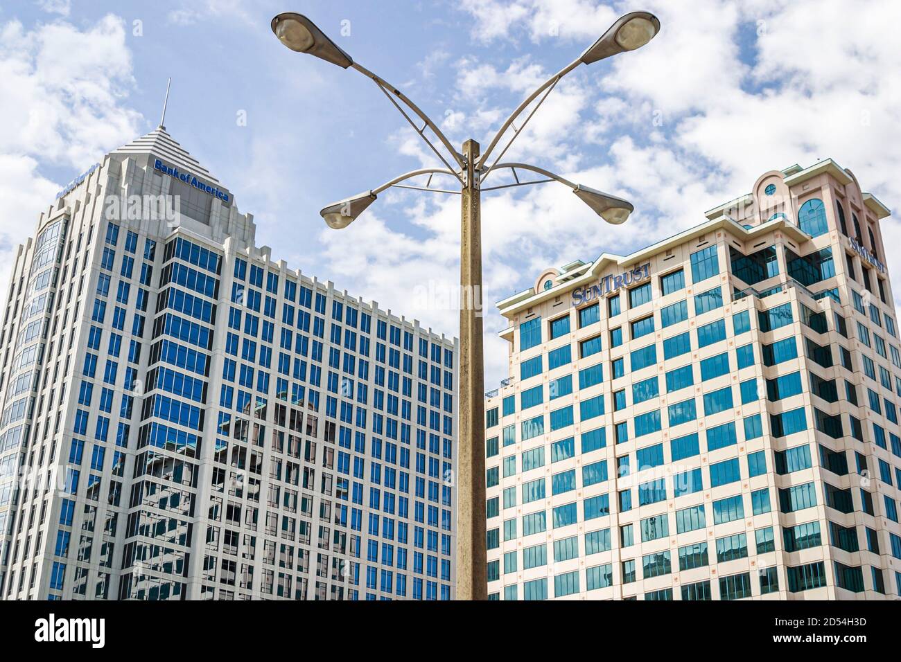 Ft. Fort Lauderdale Florida,light pole lamppost lamp public utility,high rise skyscraper skyscrapers building buildings office residential Stock Photo