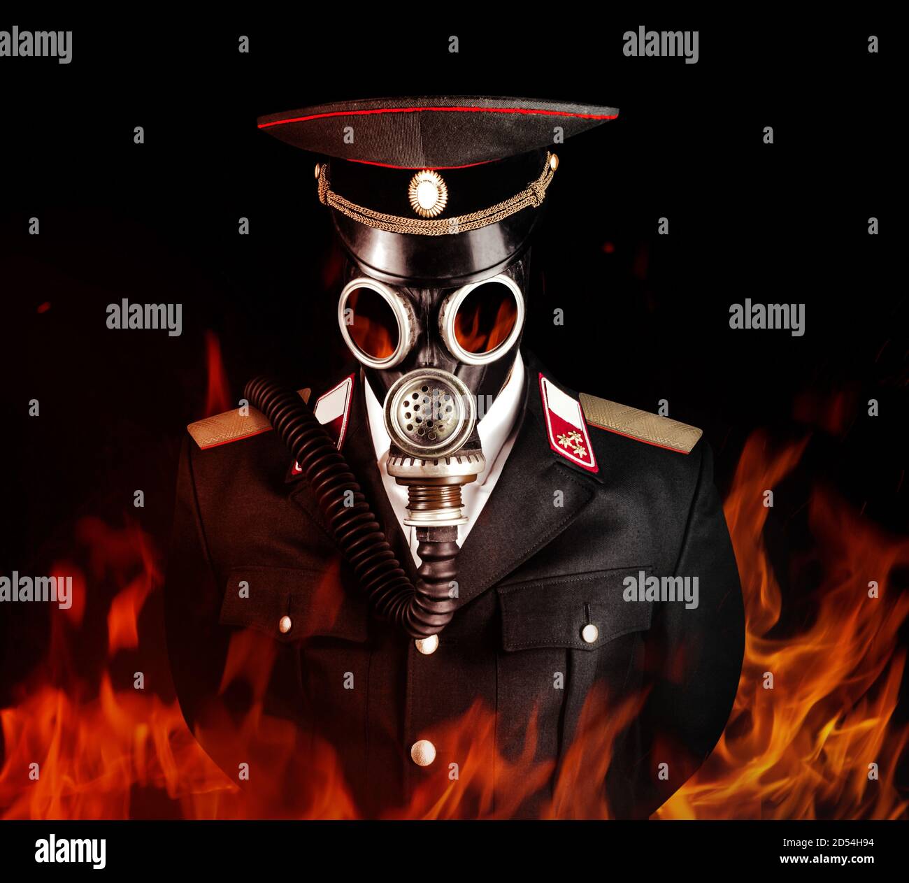 images Ww2 Russian Uniform With Gas Mask https www alamy com photo of a post apocalyptic military officer in uniform suit and peaked cap standing in soviet gas mask in fire image381802768 html