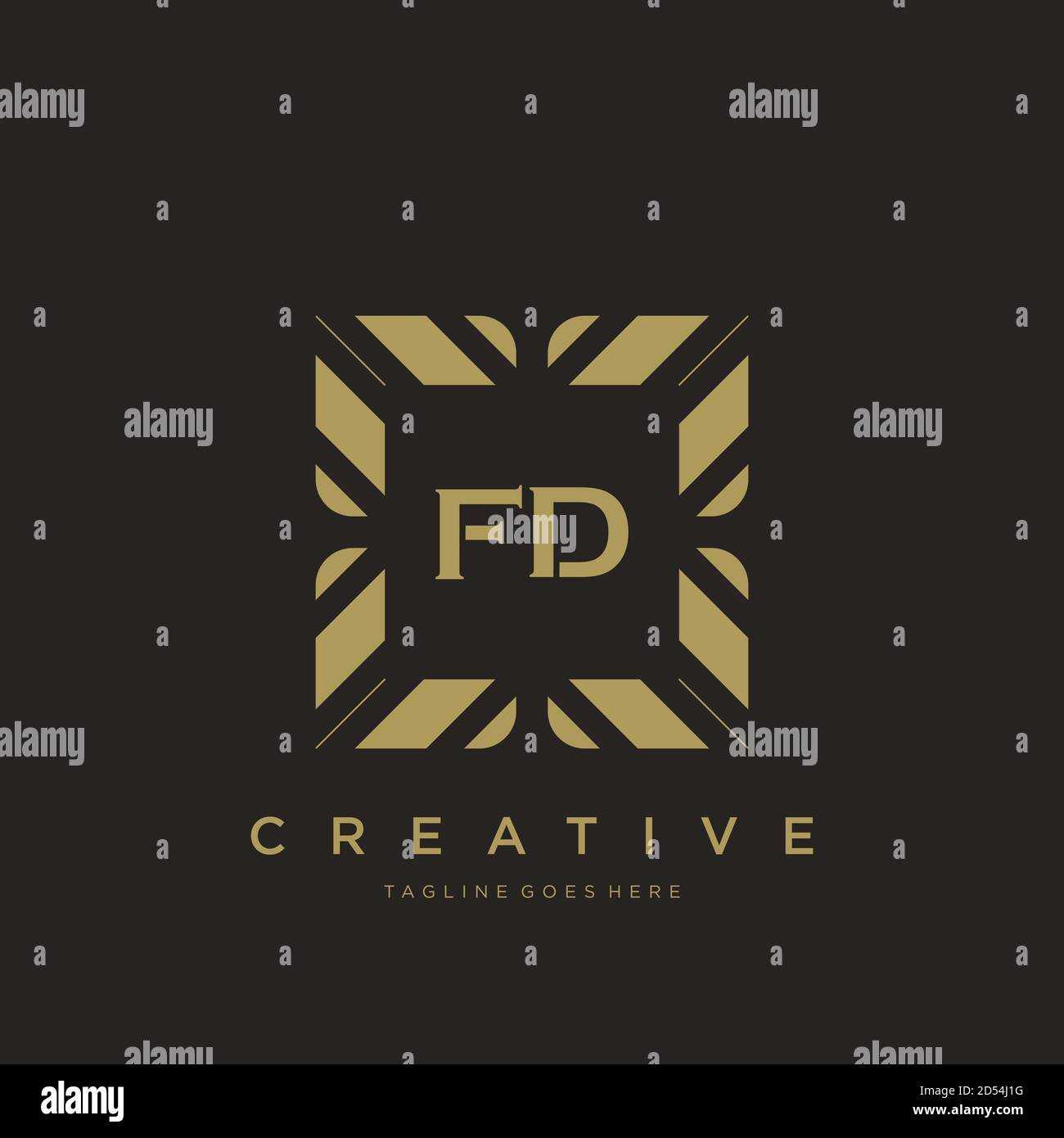 FD initial letter luxury ornament monogram logo template vector art Stock Vector