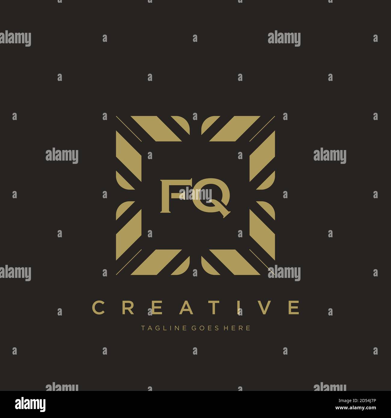 FQ initial letter luxury ornament monogram logo template vector art Stock Vector