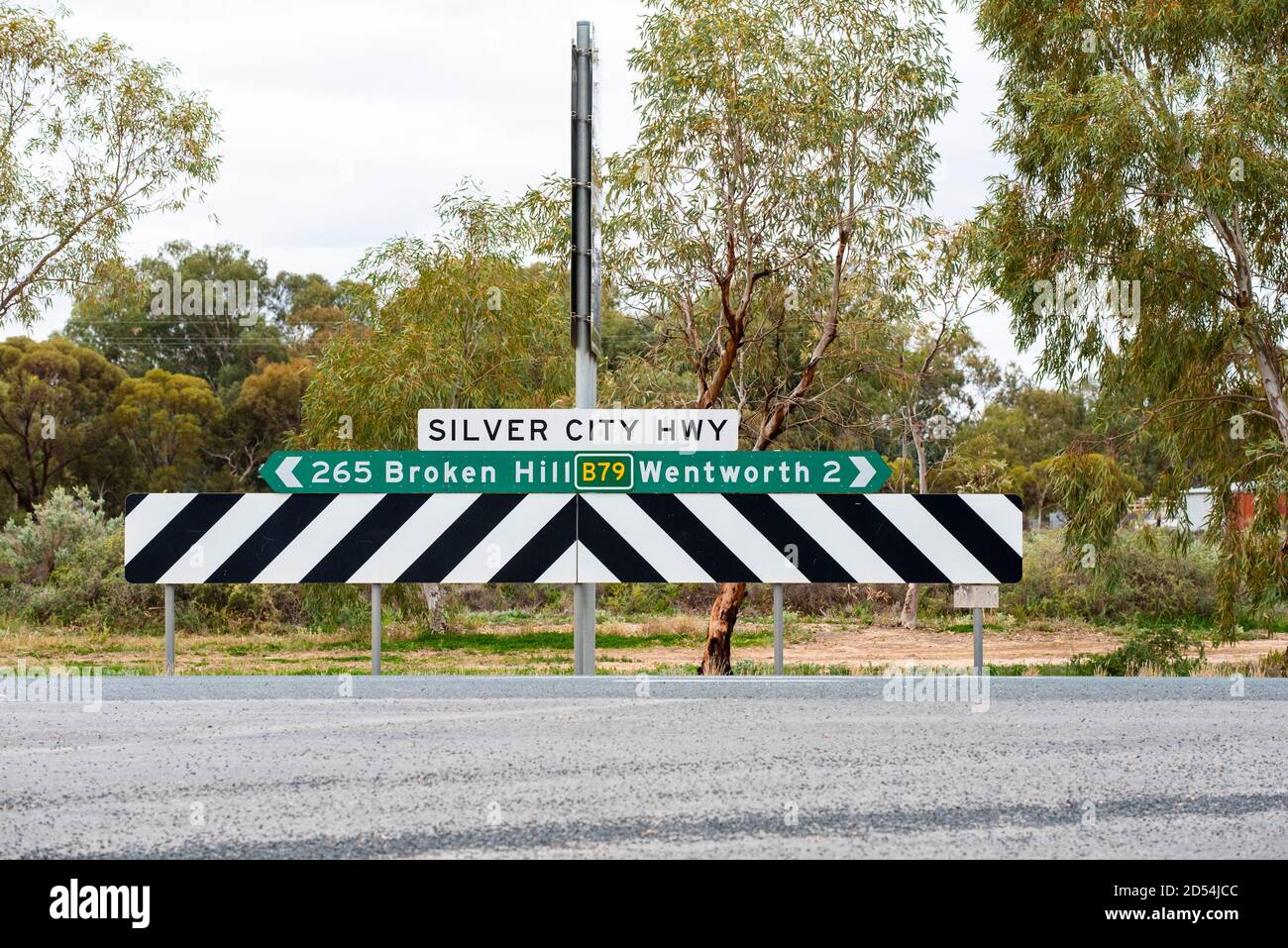Sign for Broken Hill and Wentworth on the silver city hwy in NSW Australia Stock Photo