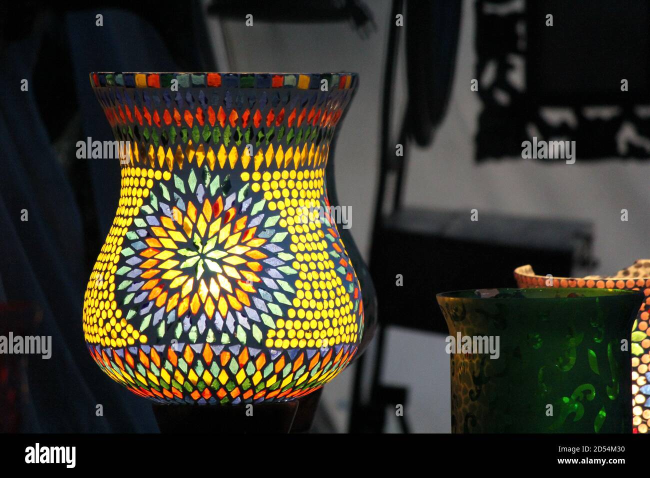 Vase with yellow and blue patterns Stock Photo Alamy