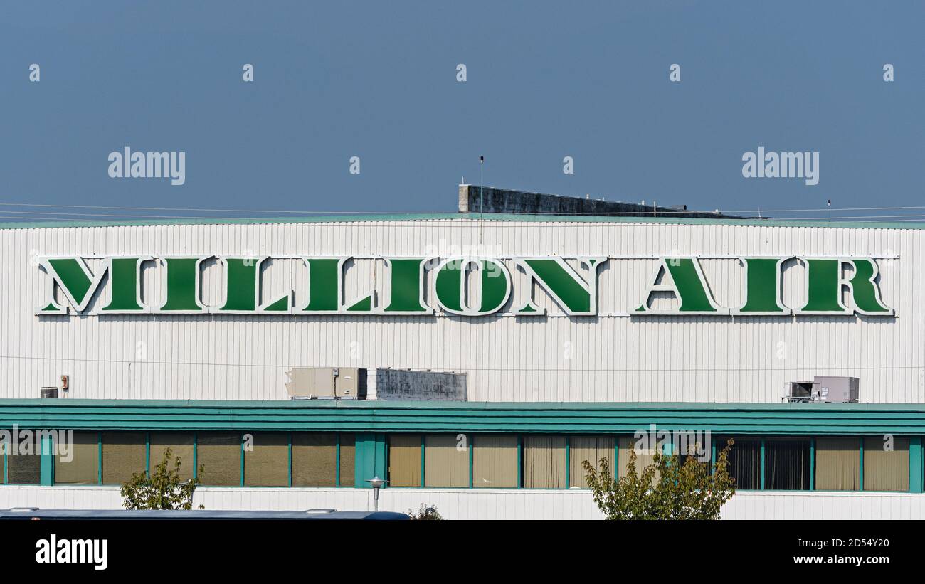 Richmond, British Columbia, Canada. 3rd Oct, 2020. Million Air signage on the fixed-base operator (FBO) company's facility at Vancouver International Airport. Credit: Bayne Stanley/ZUMA Wire/Alamy Live News Stock Photo