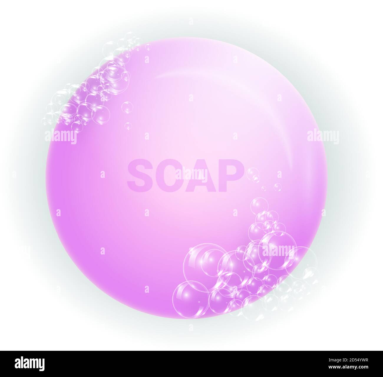 Soap bar with foam and bubbles isolated vector illustration on white background. Soap foam for lather. Vector illustration Stock Vector