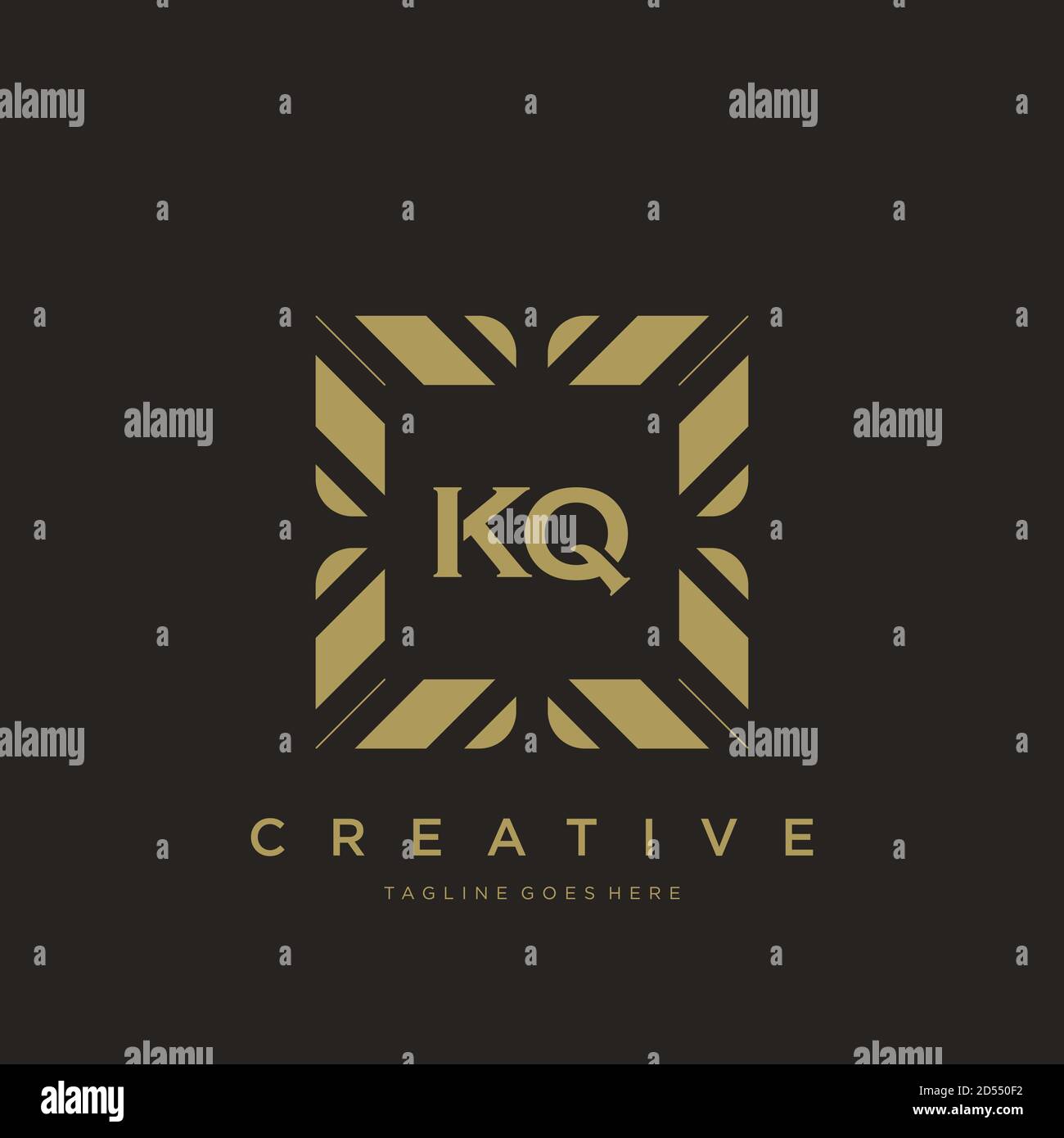 KQ initial letter luxury ornament monogram logo template vector Stock Vector