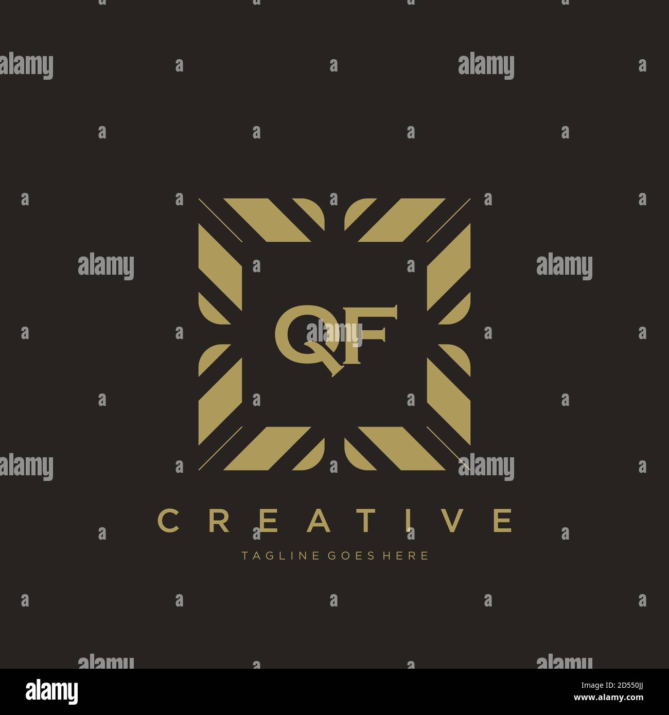 QF initial letter luxury ornament monogram logo template vector Stock Vector
