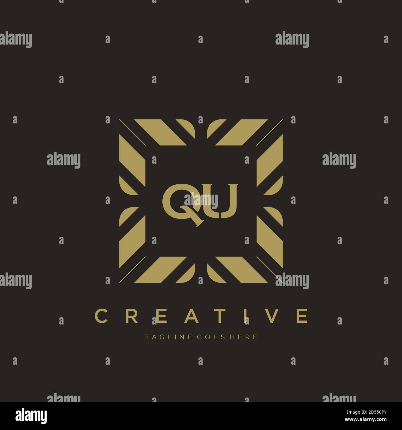 QU initial letter luxury ornament monogram logo template vector Stock Vector