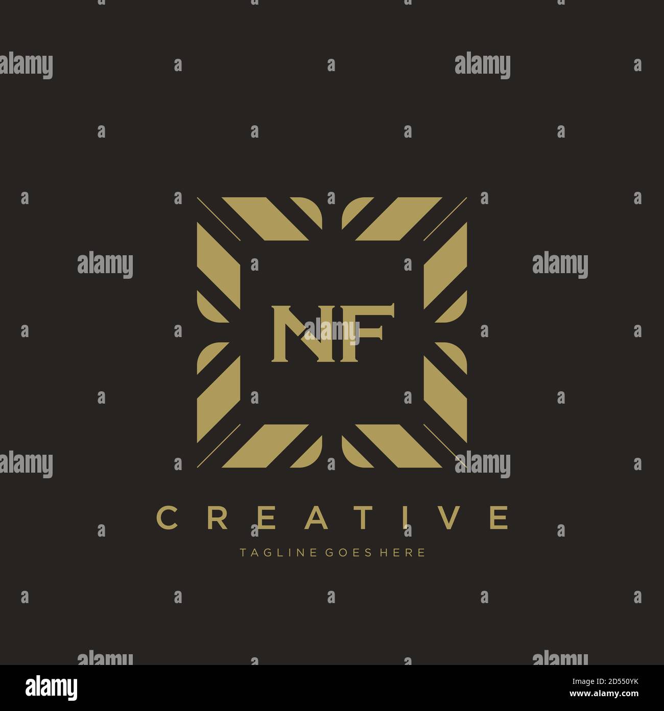 NF initial letter luxury ornament monogram logo template vector Stock Vector