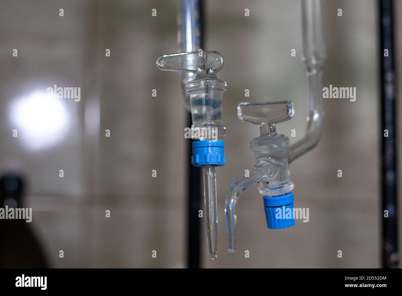 View over physico-chemical laboratory equipment. Stock Photo