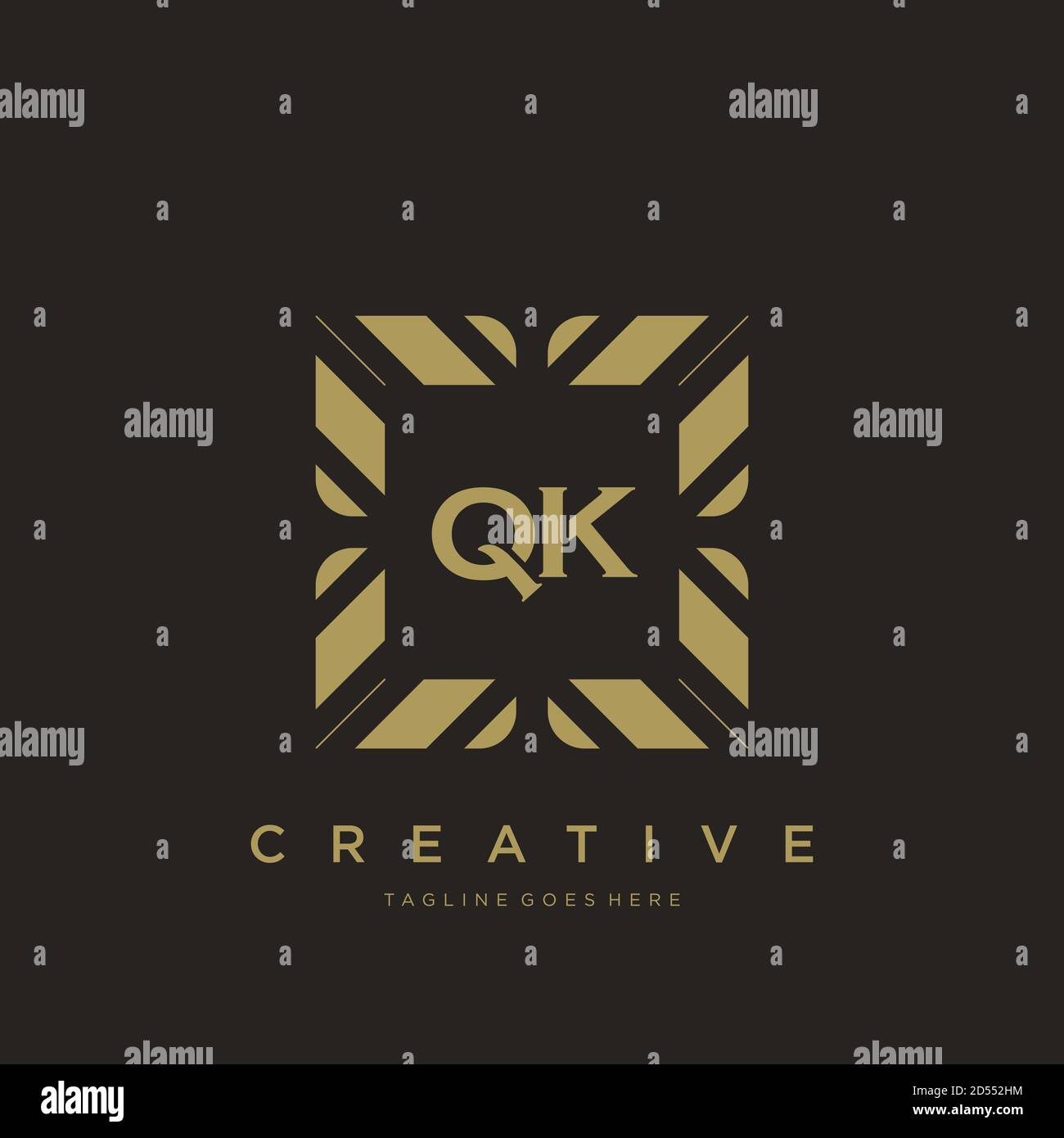 QK initial letter luxury ornament monogram logo template vector Stock Vector