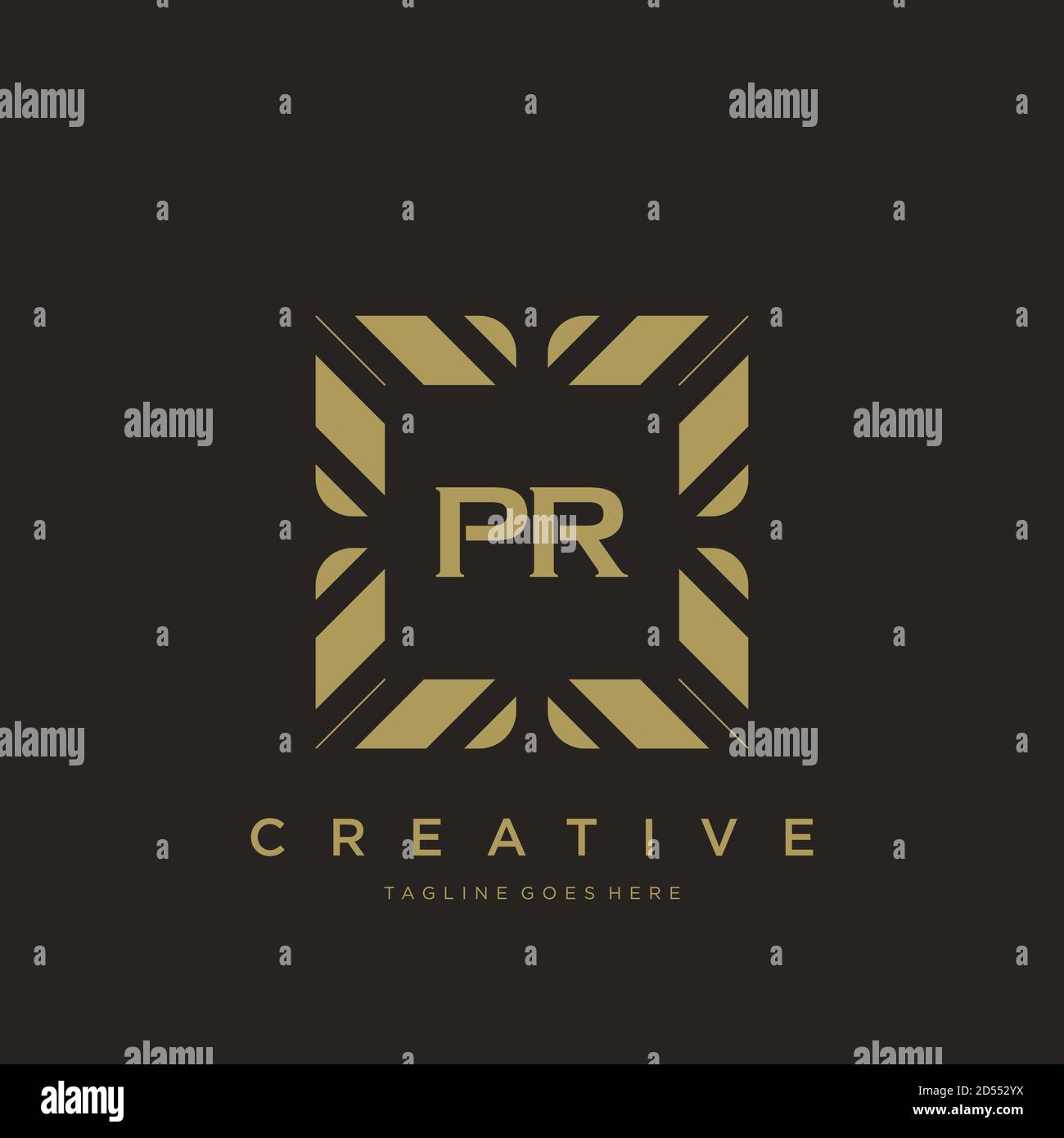 PR initial letter luxury ornament monogram logo template vector Stock Vector