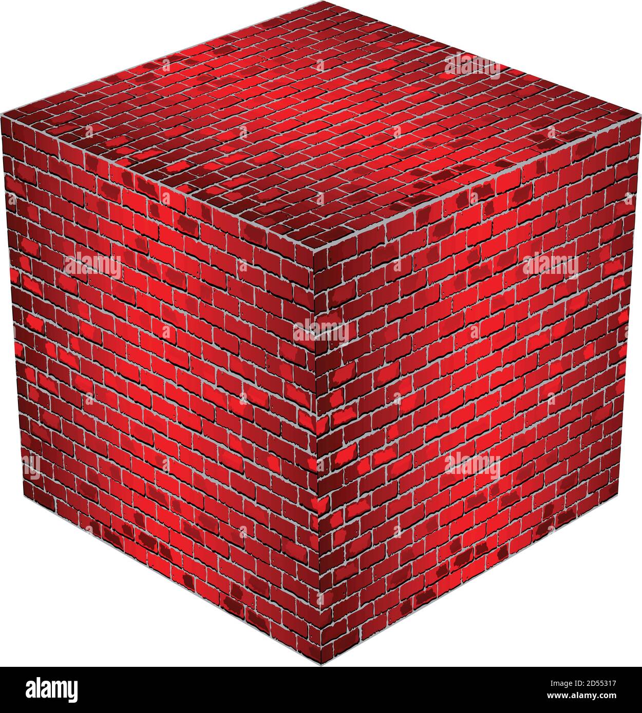 A cube made of red bricks - Illustration,  Red abstract vector illustration Stock Vector