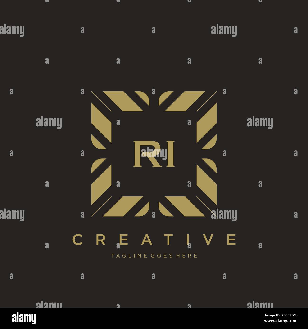 RI initial letter luxury ornament monogram logo template vector Stock Vector