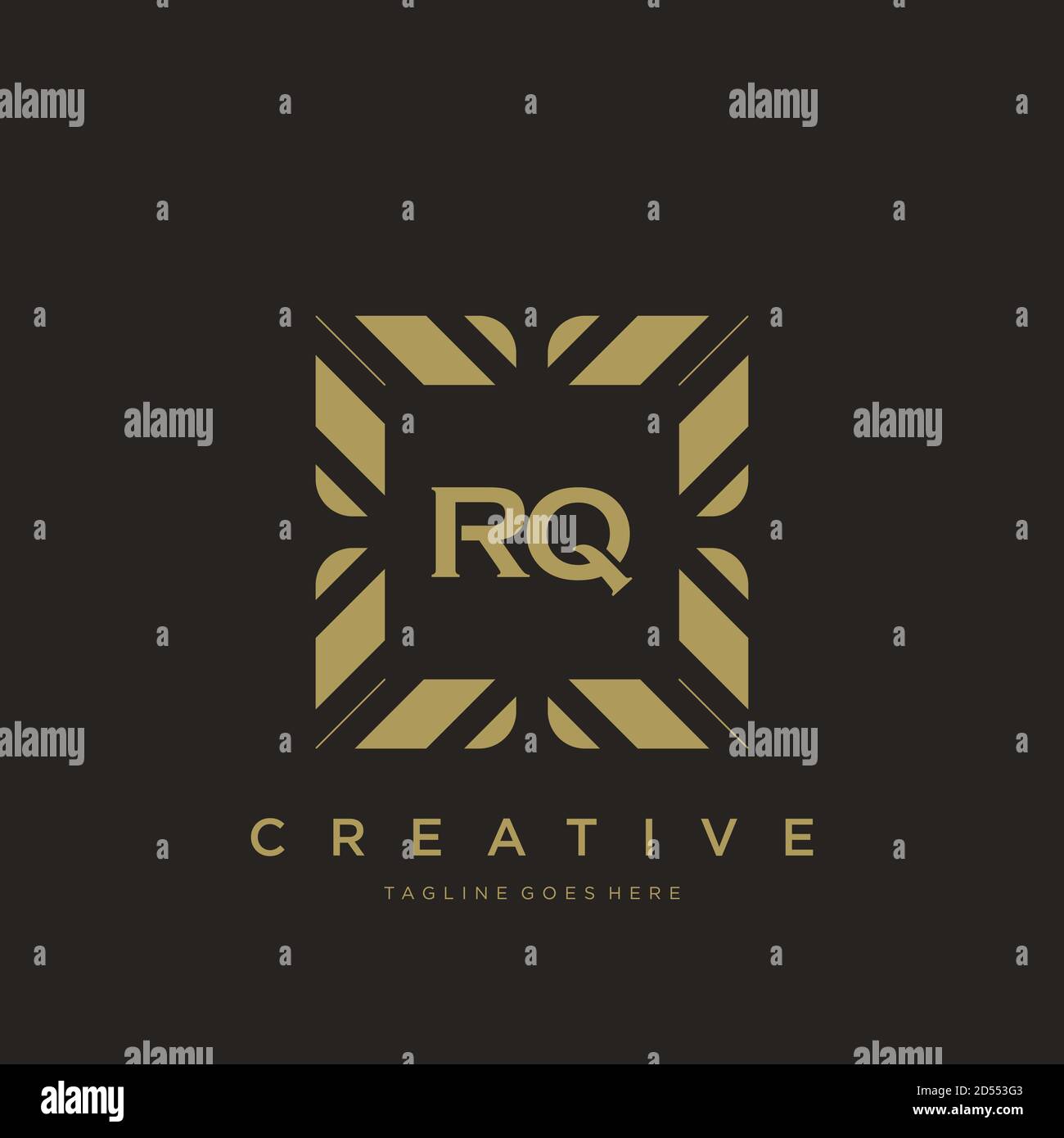 RQ initial letter luxury ornament monogram logo template vector Stock Vector