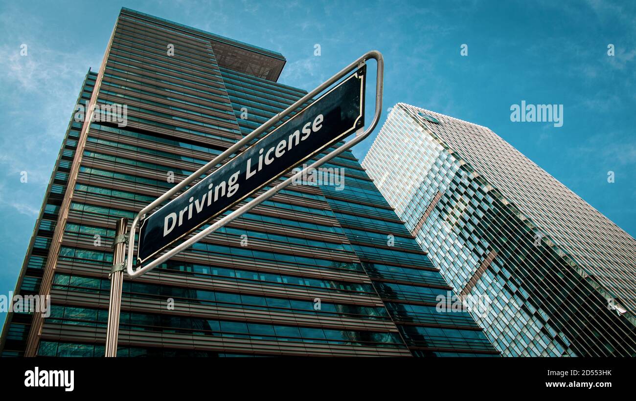 Street Sign the Direction Way to DRIVING LICENSE Stock Photo - Alamy