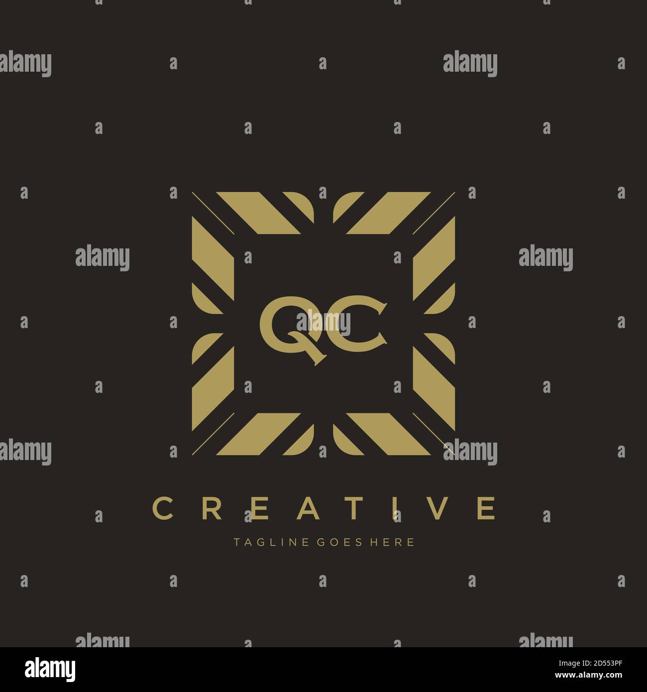 QC initial letter luxury ornament monogram logo template vector Stock Vector
