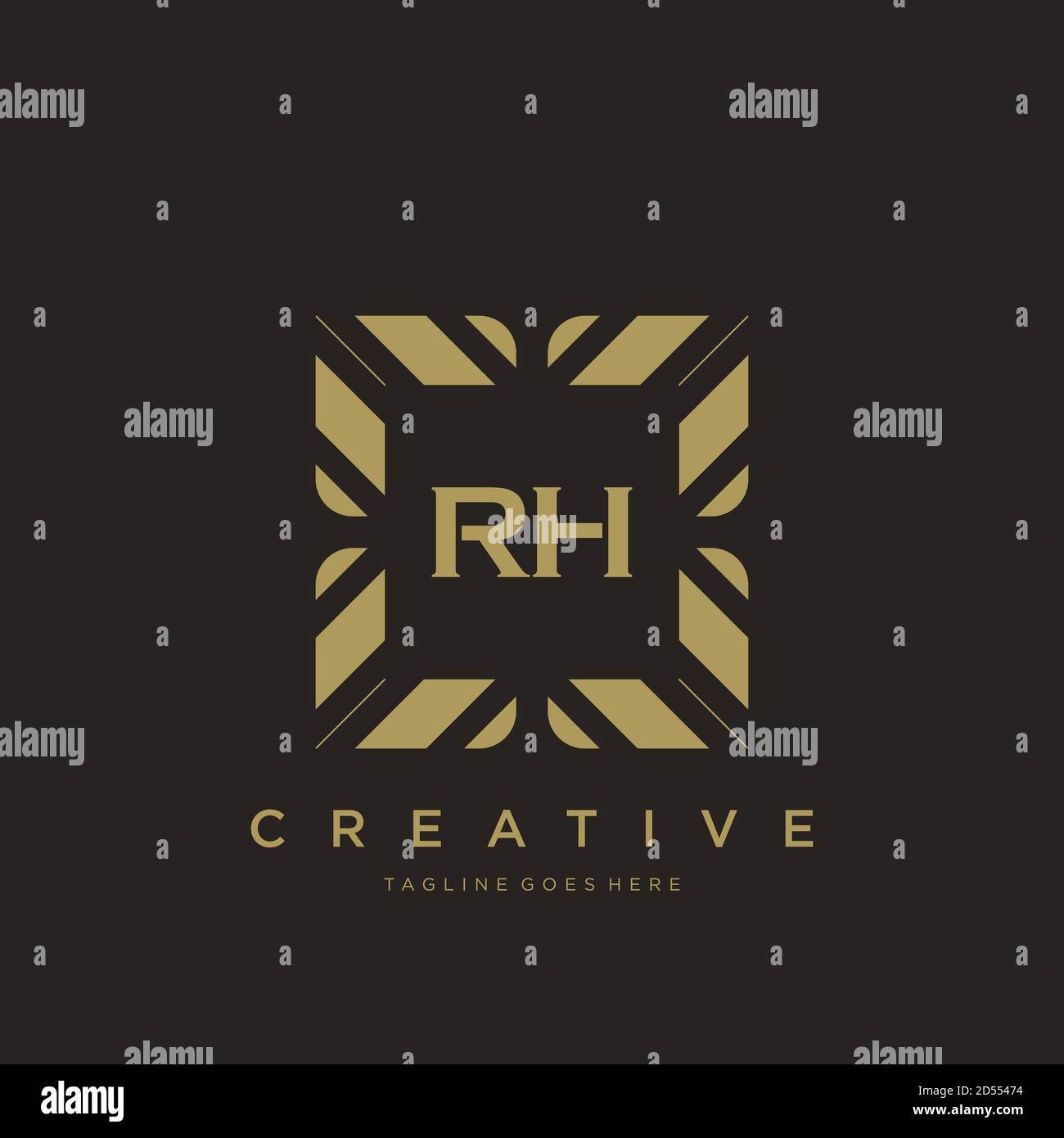 RH initial letter luxury ornament monogram logo template vector Stock Vector