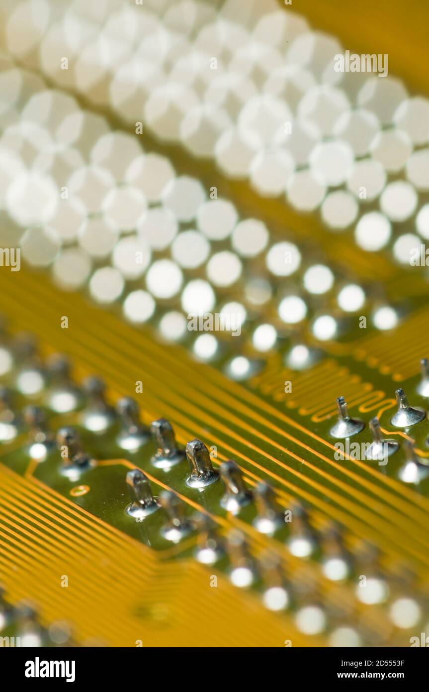 Yellow and green electronic board for computers Stock Photo - Alamy