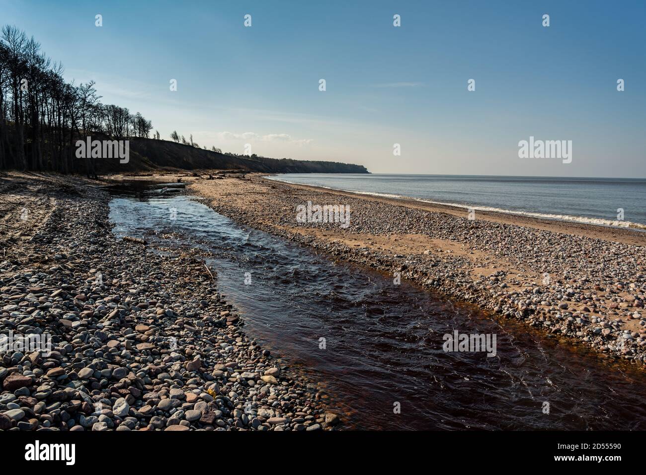 Natural landscape of small river flowing to the Baltic sea Stock Photo ...