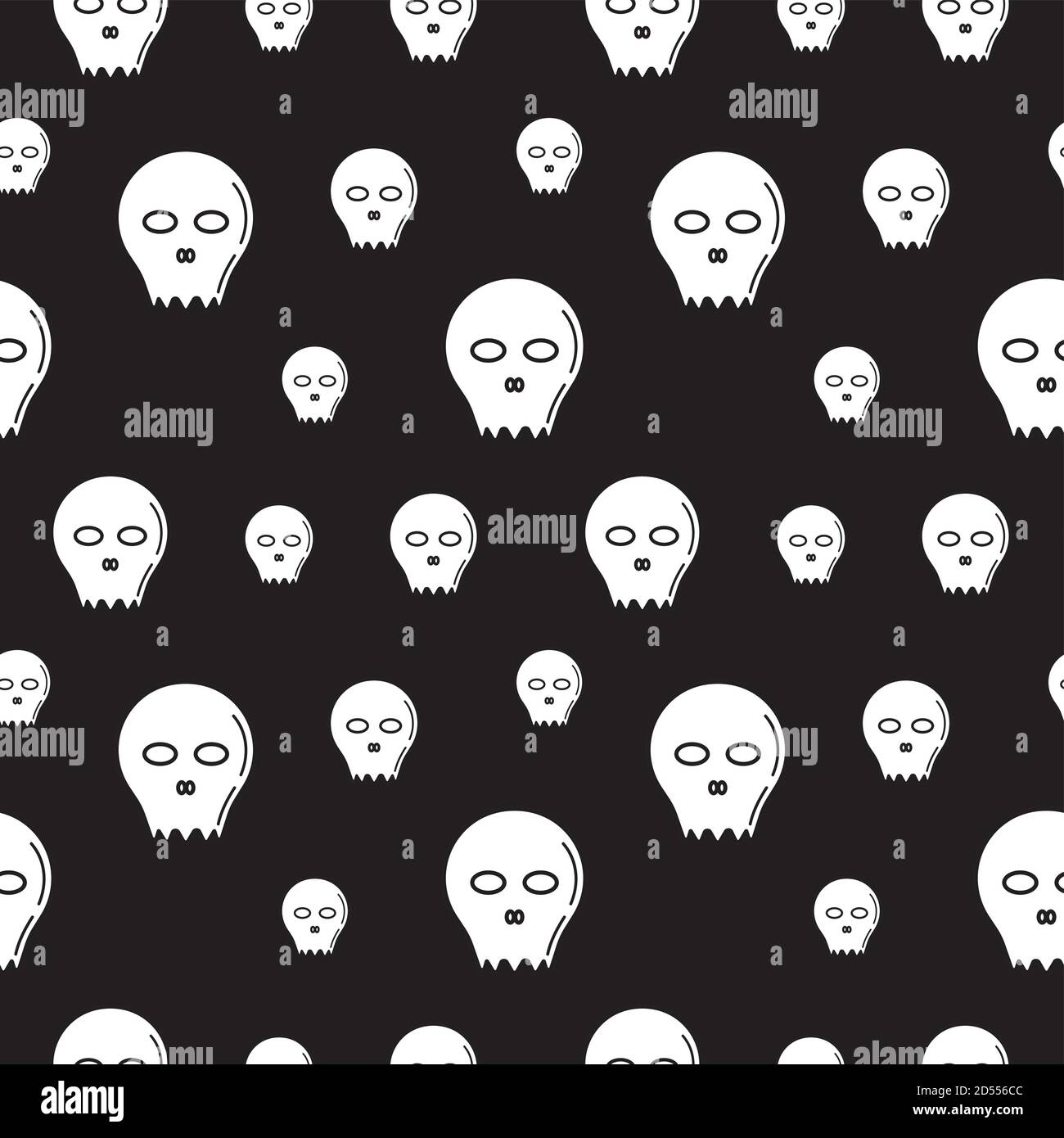 Skull shape vector illustration. Seamless pattern design template. Black and white color theme. Stock Vector