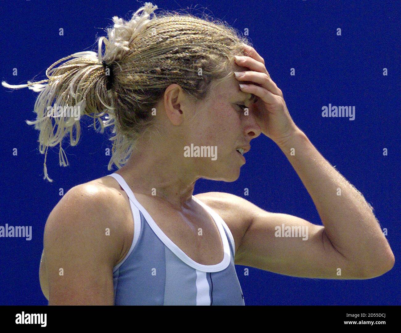 Eighth seed Amanda Coetzer from South Africa shows her frustration during  her second round match against Kristina Brandi of the United States at the  Australian Open in Melbourne January 20. Brandi trounched