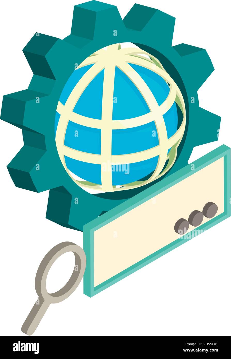 Global search icon, isometric style Stock Vector