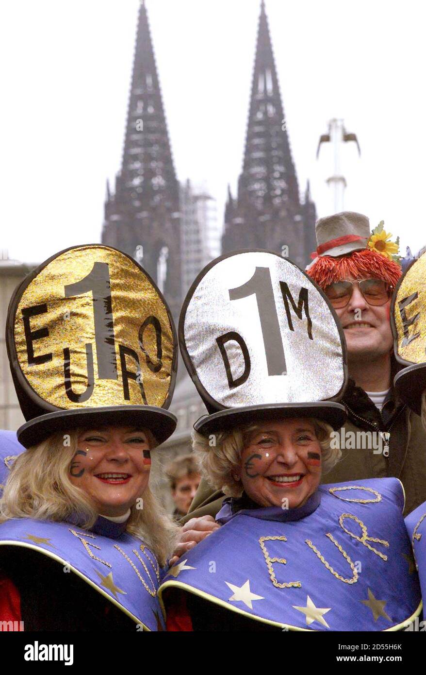 Carnival Goers Dress As Euro And Deutschmark Coins During The Traditional Rosemonday Carnival Parade In Cologne February 15 The Rosemonday Parades In Cologne Mainz And Duesseldorf Are The Highlight Of The German