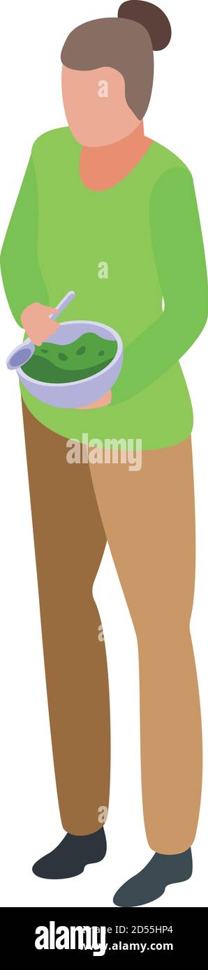 Weekend vegan soup icon, isometric style Stock Vector