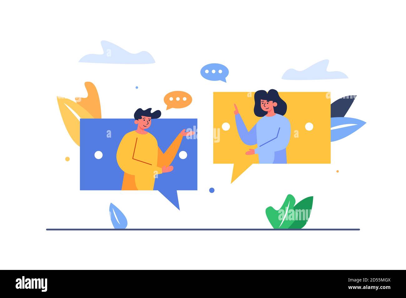 The guy and the girl correspond with each other Stock Vector Image