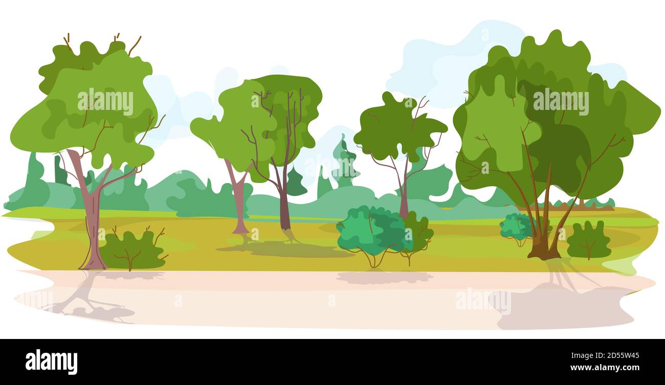 No People Beautiful Summer Park Landscape Background Horizontal Vecctor Illustration Stock Vector Image Art Alamy
