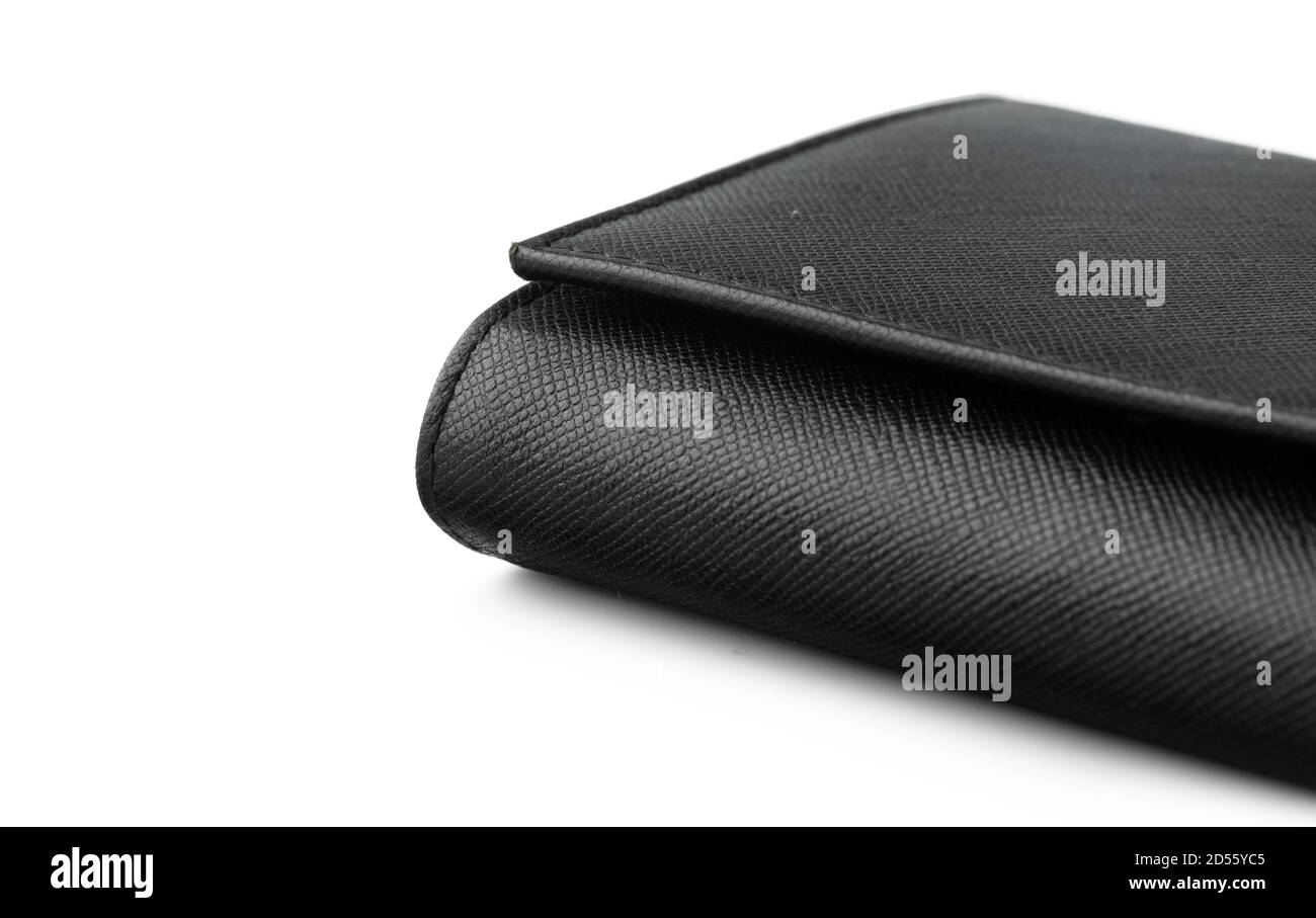 Black leather men purse isolated on a white background Stock Photo - Alamy