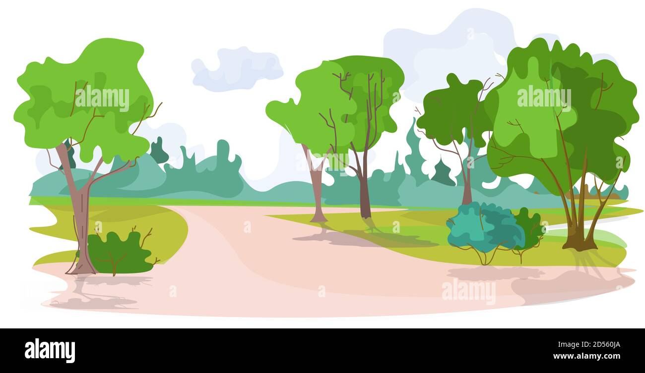 No People Beautiful Summer Park Landscape Background Horizontal Vecctor Illustration Stock Vector Image Art Alamy