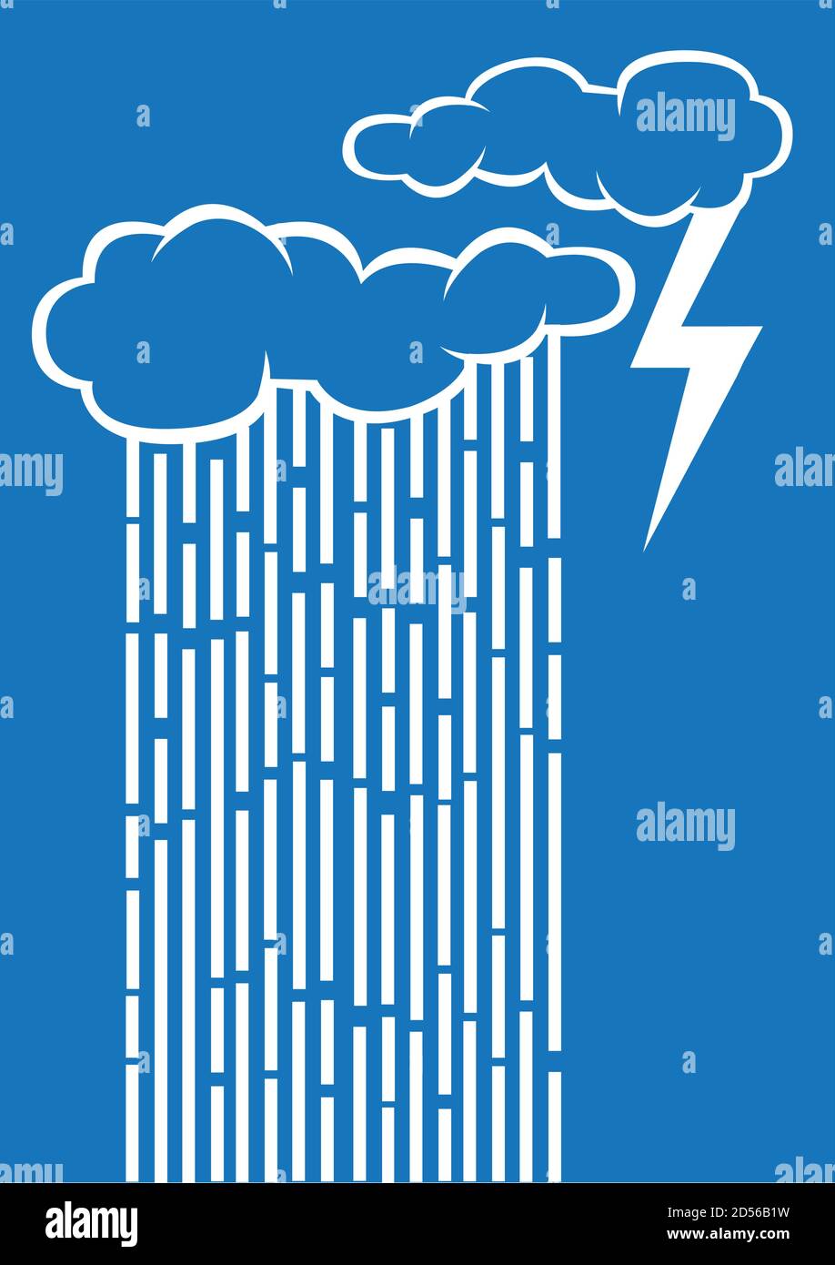 Vector Clouds and rain with thunder Stock Vector Image & Art - Alamy