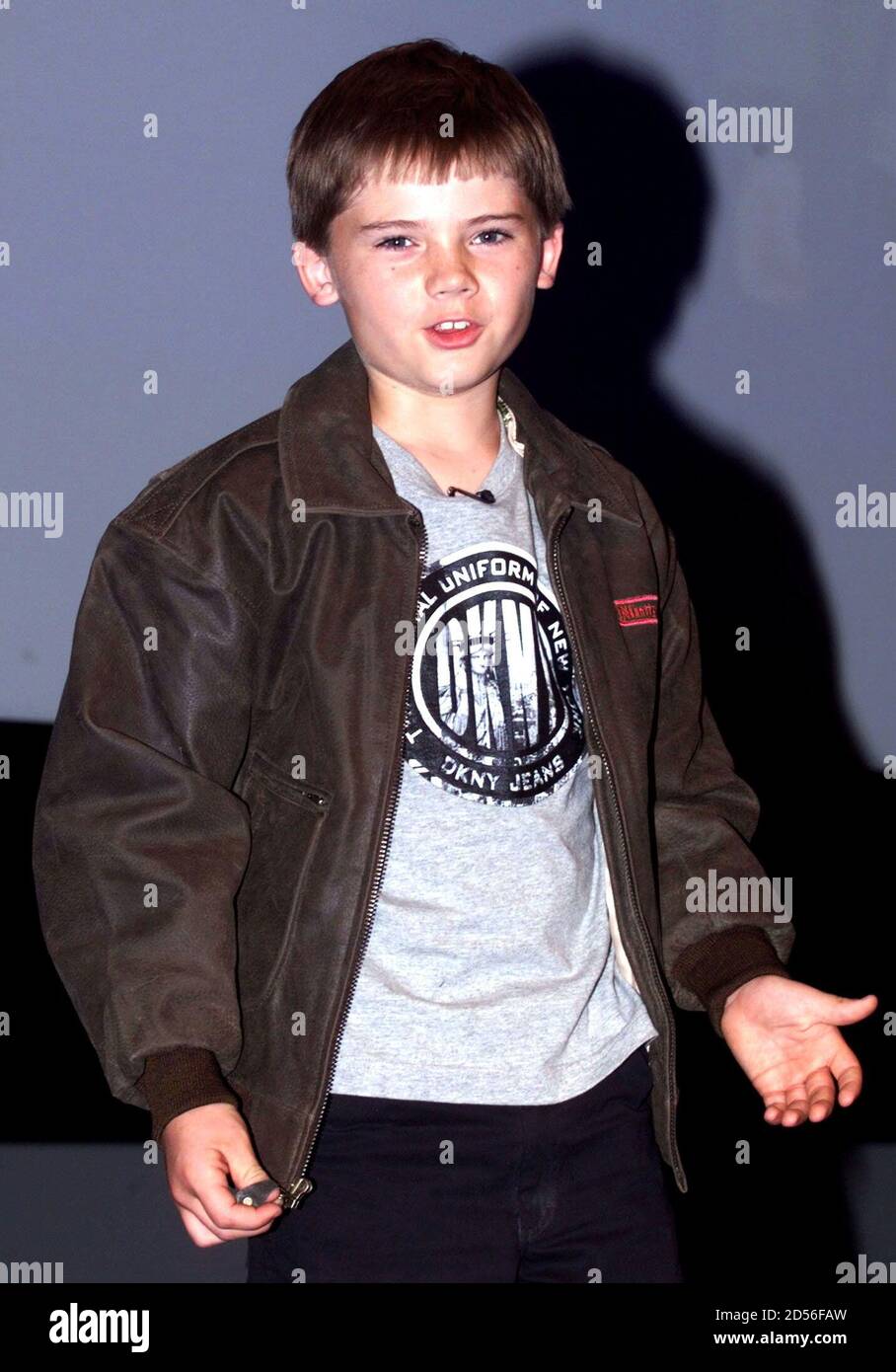 Ten year-old actor Jake Lloyd, who plays young Anakin Skywalker, in the new  film " Star Wars Episode I: The Phantom Menace" speaks at the introduction  of the new Ninentendo video game "