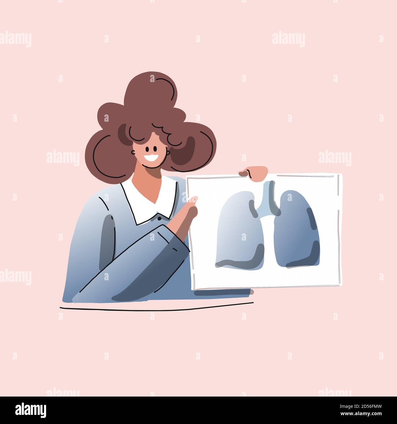 caucasian woman medical doctor holds image with lung Stock Vector