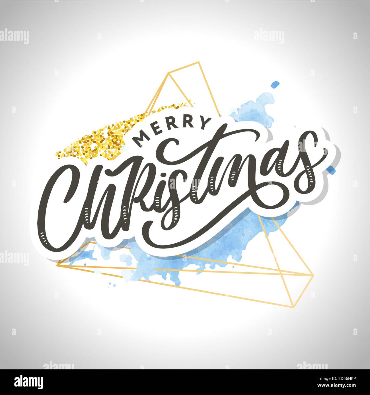 Merry christmas Beautiful greeting card poster with calligraphy black ...