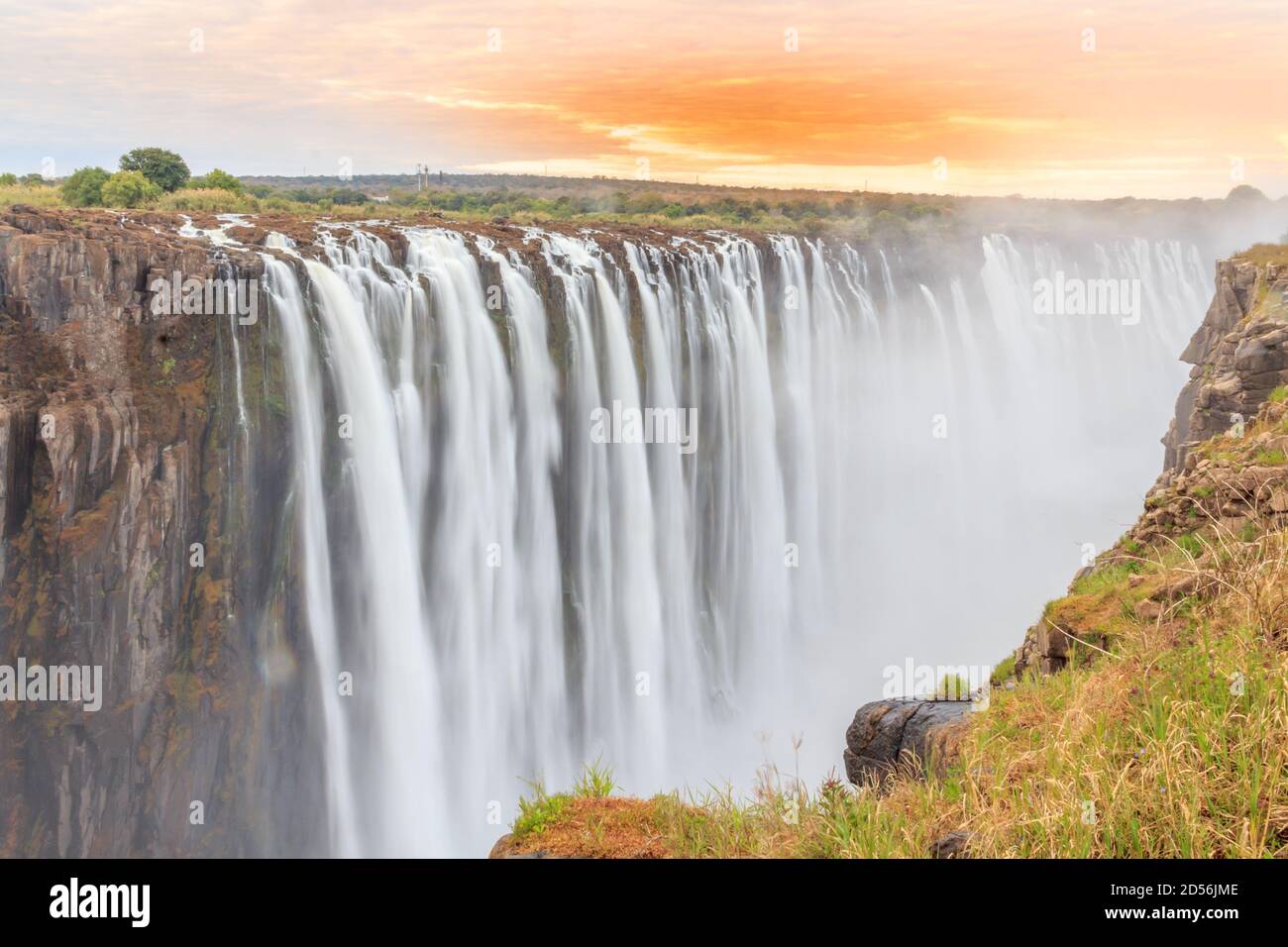 Victoria Falls, a waterfall in southern Africa on the Zambezi River at