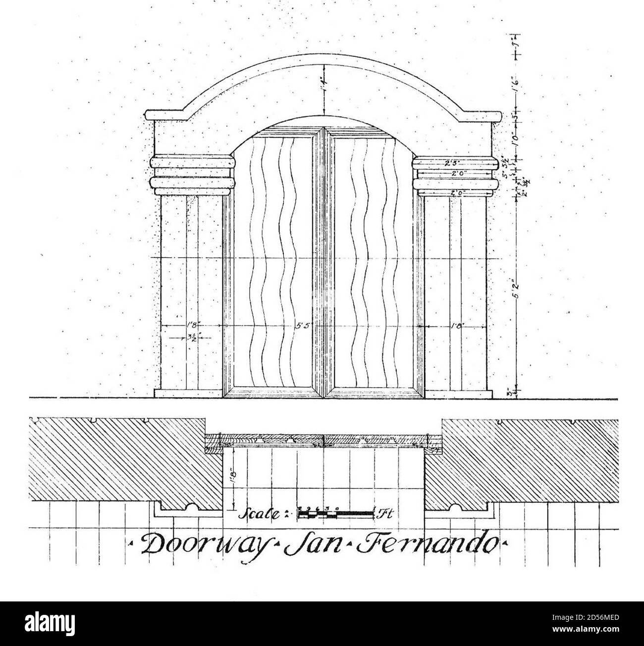 A door detail at Mission San Fernando Rey de España Stock Photo