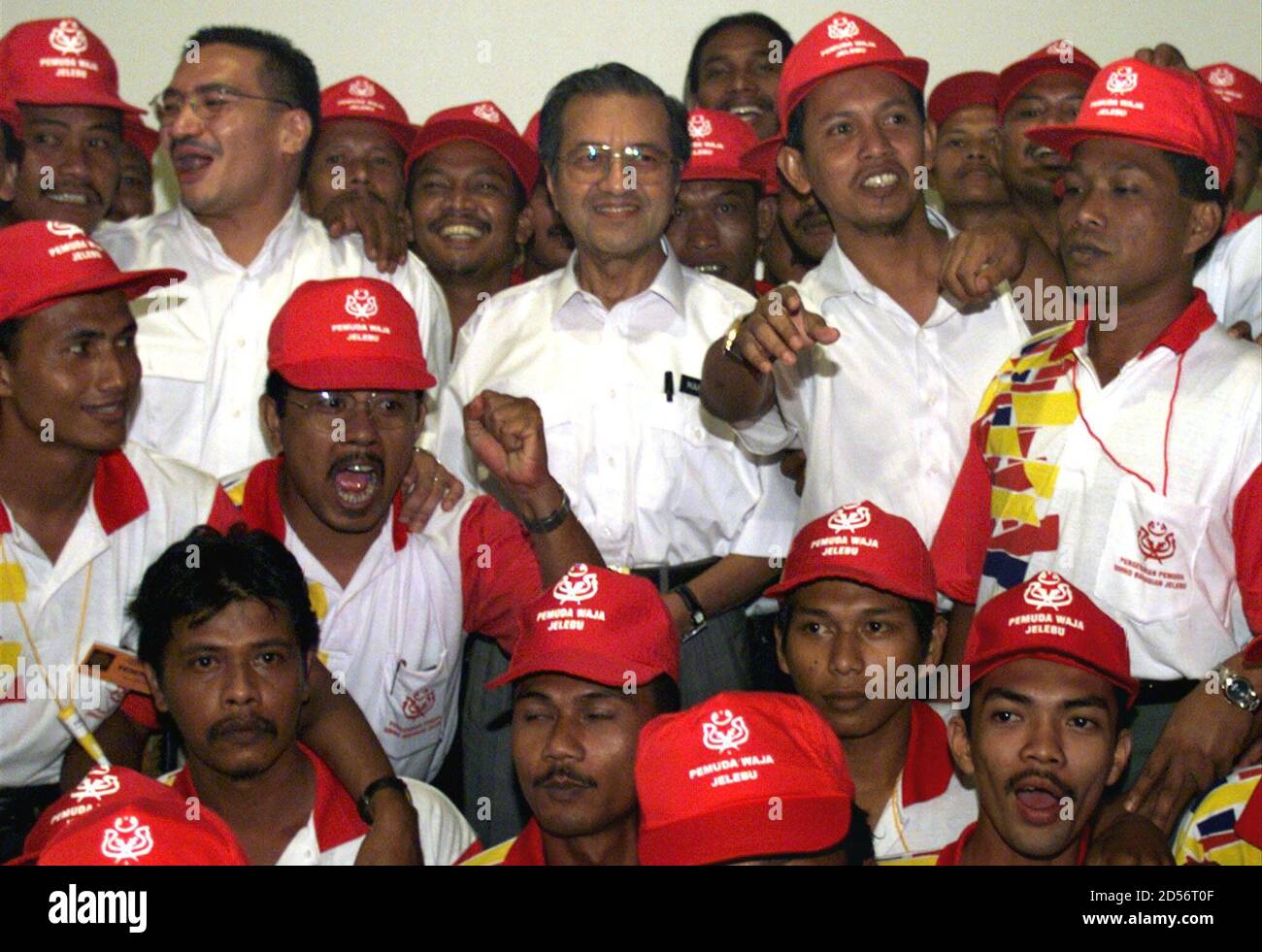 Malaysian Prime Minister Mahathir Mohamad Poses For A Group Picture After Launching A Training Camp For Youth Members Of His National Front Coalition In Kuala Lumpur June 10 The Malaysian Premier Said