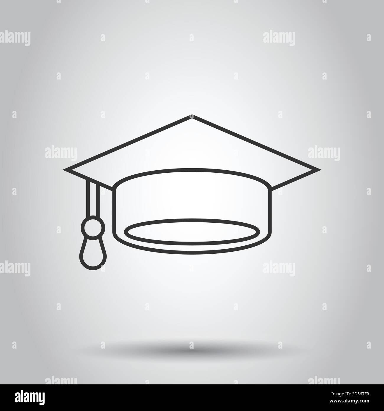 Graduation hat icon in flat style. Student cap vector illustration