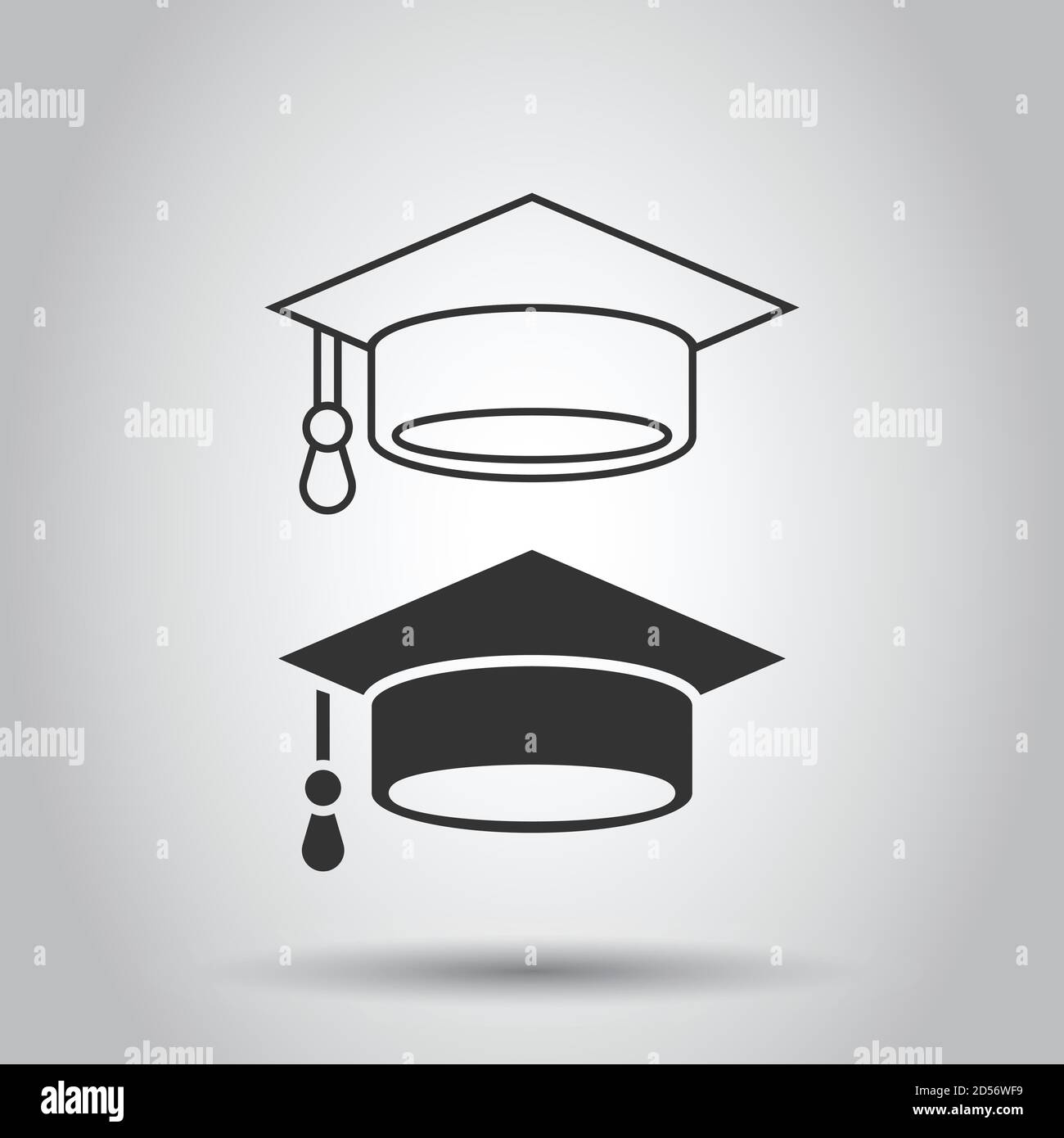 Graduation hat icon in flat style. Student cap vector illustration on ...