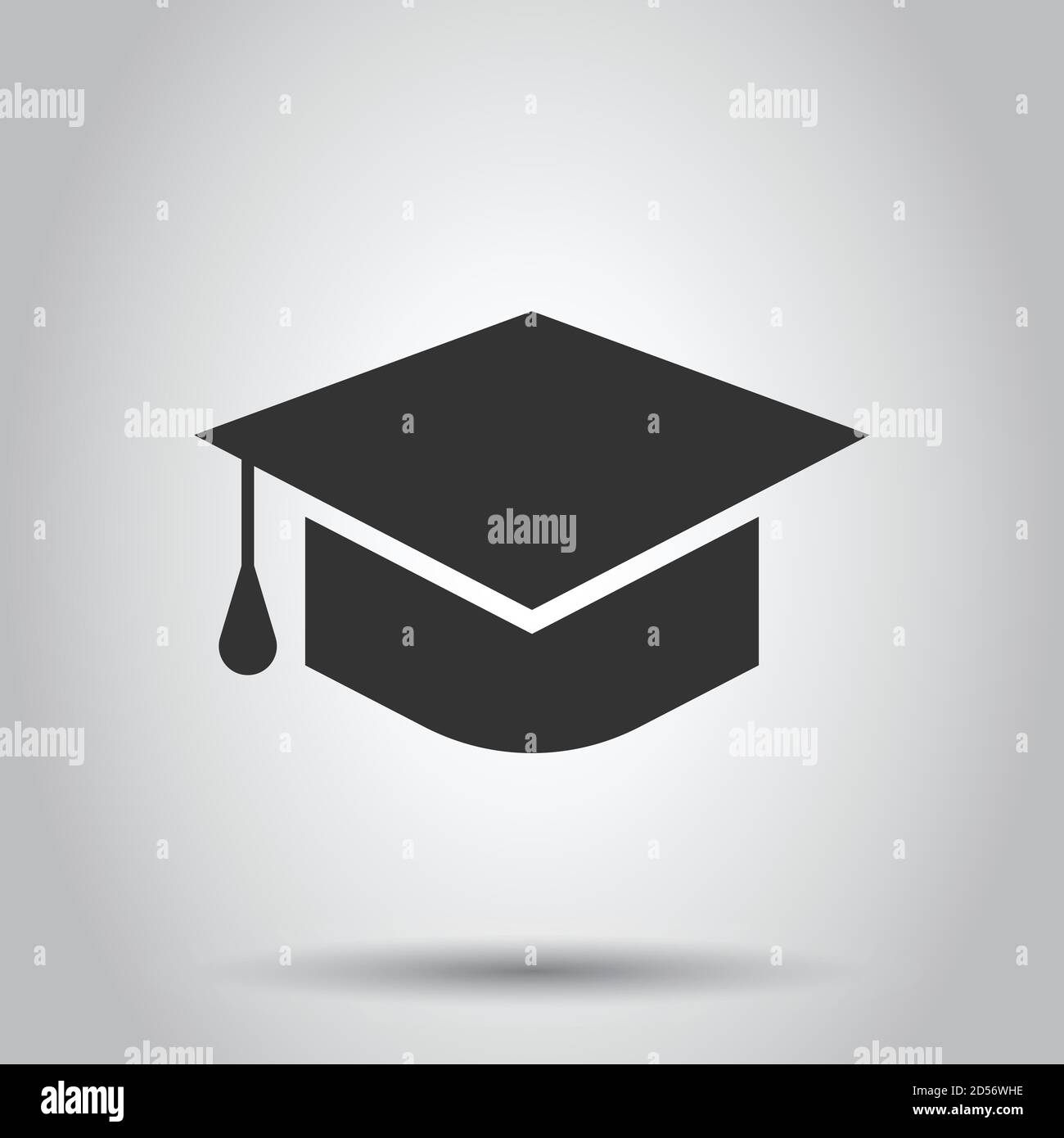 Graduation hat icon in flat style. Student cap vector illustration on ...