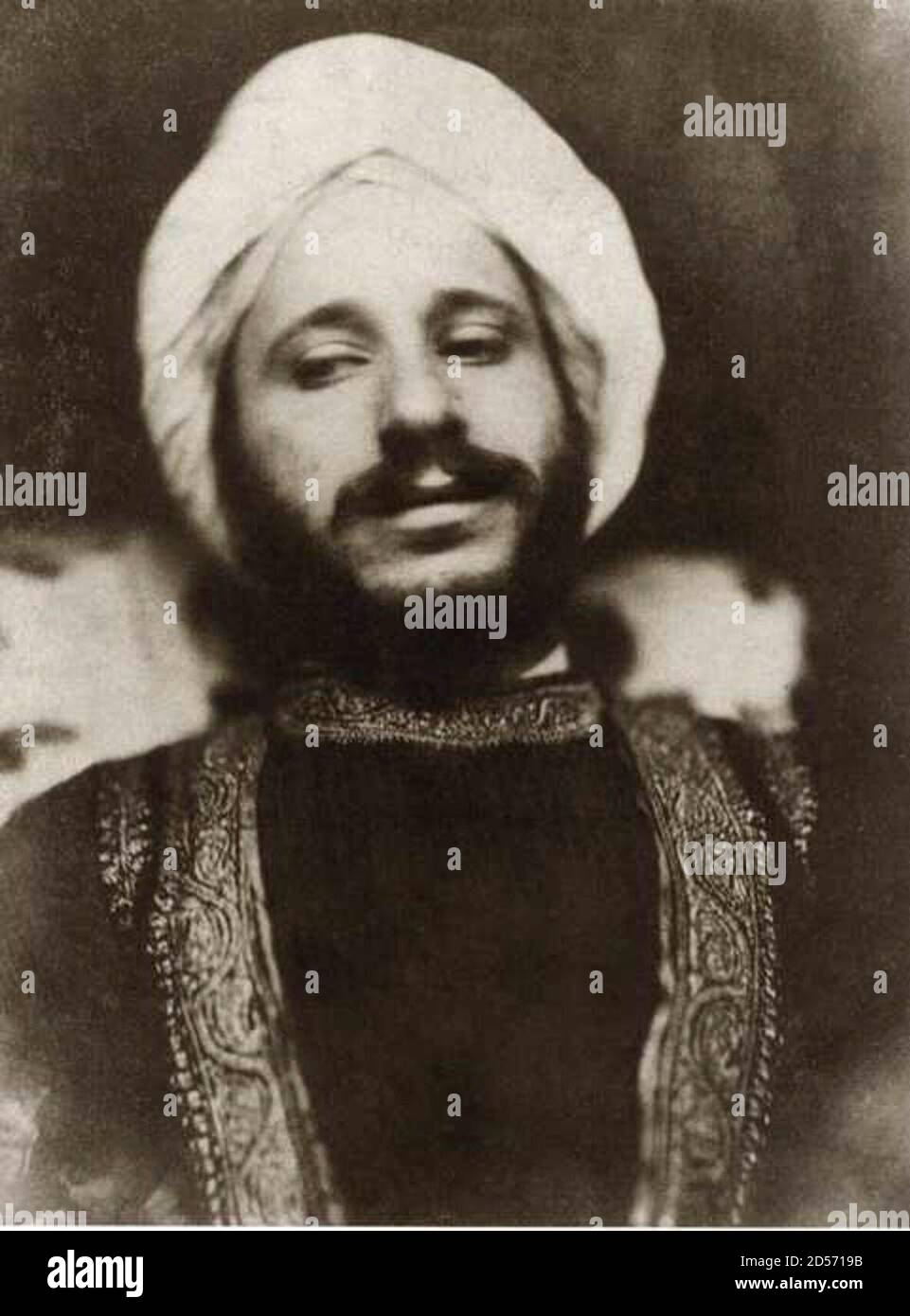 Portrait of Simeon Solomon in Oriental fancy costume. Stock Photo