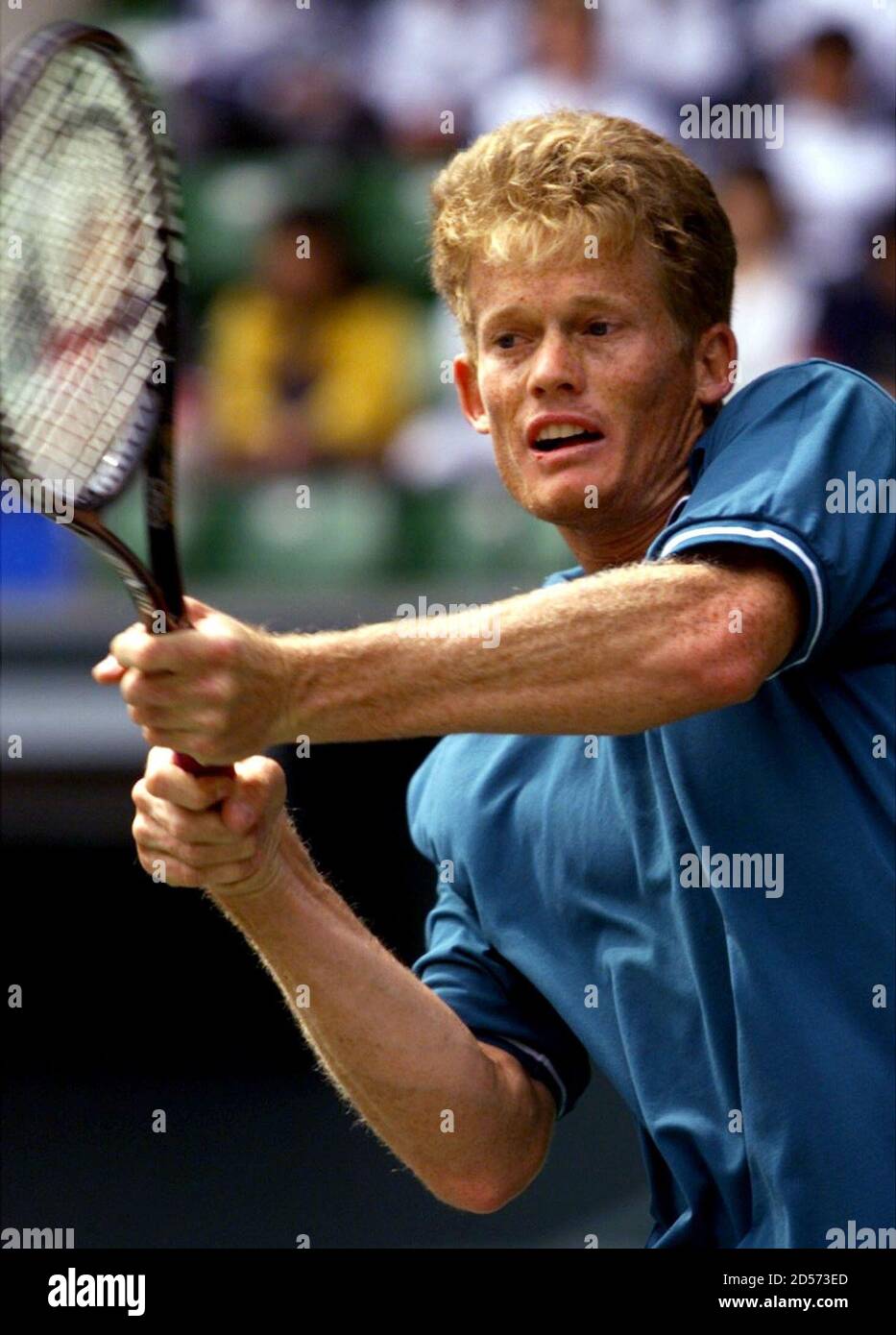 Wayne Ferreira of South Africa returns a backhand against Thomas Johansson  of Sweden during the men's singles semifinals of the Japan Open tennis in  Tokyo April 17. Ferreira beat Johansson 6-3 6-2