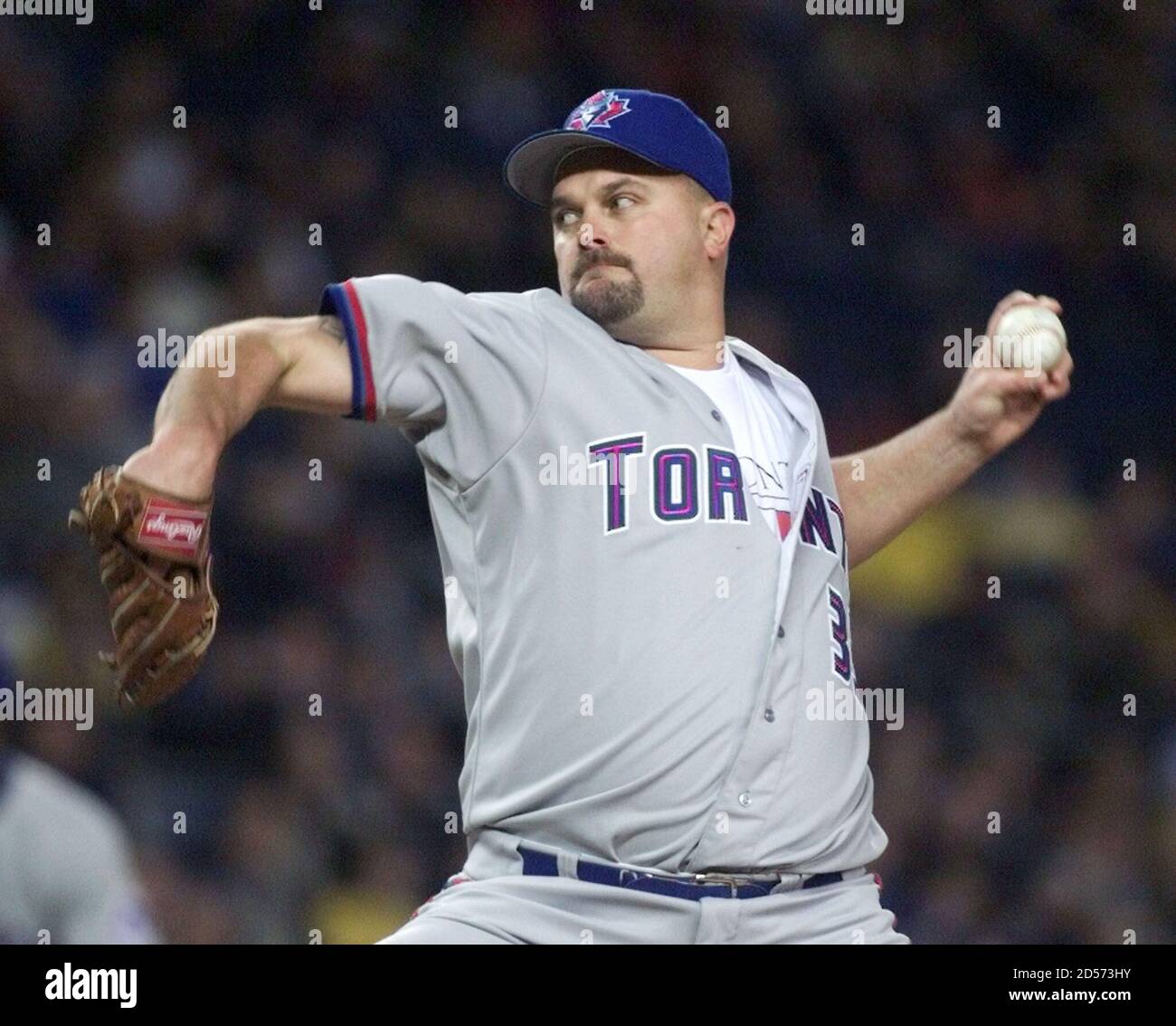 Toronto Blue Jays pitcher David Wells fires a first inning pitch against  the New York Yankees April 23 at Yankee Stadium. Wells was pitching in  Yankee Stadium, the site of his perfect