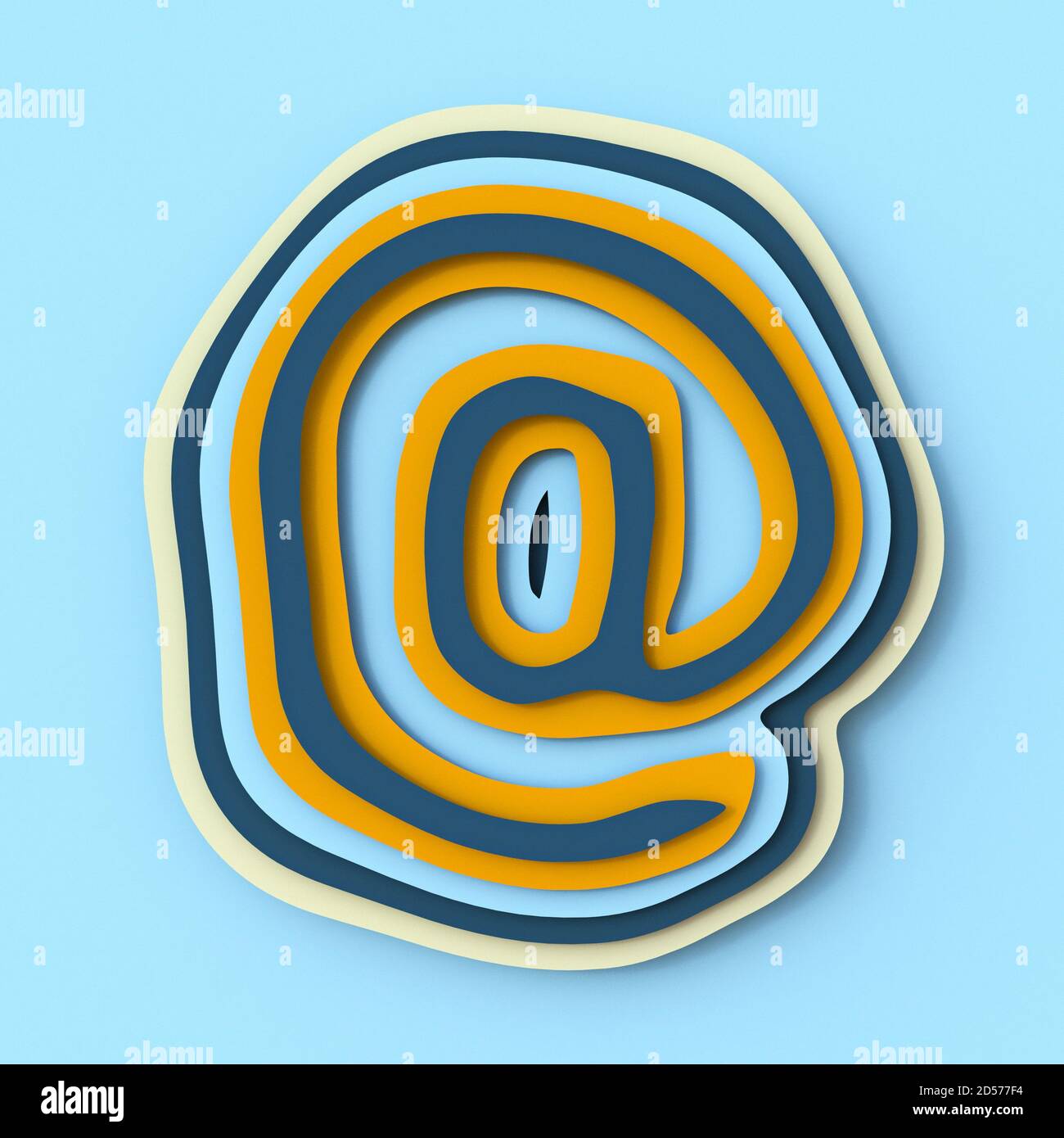 Colorful paper layers font at sign 3D render illustration isolated on ...