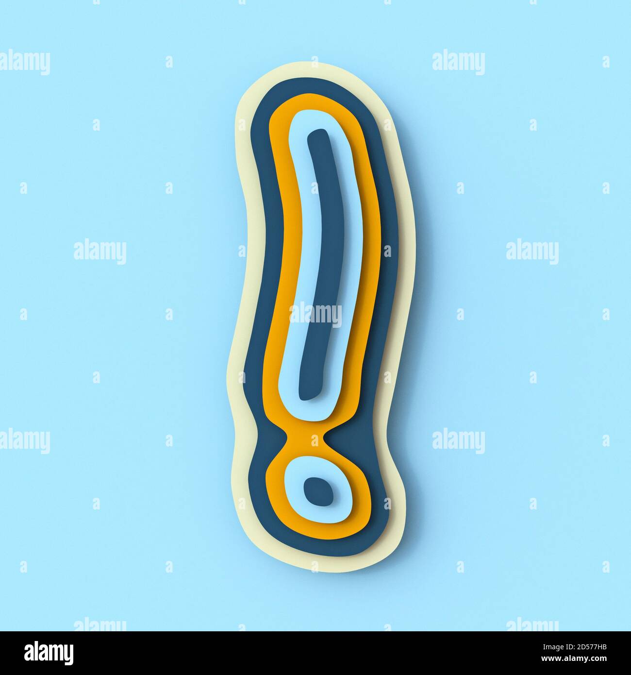 Colorful paper layers font exclamation mark 3D render illustration ...