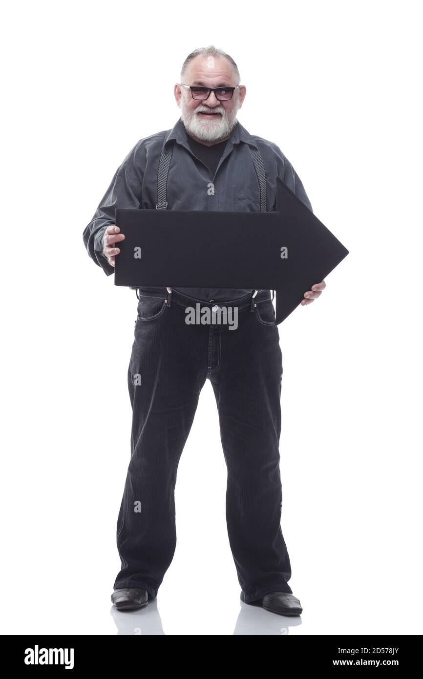 full- length . confident older man pointing the direction Stock Photo ...