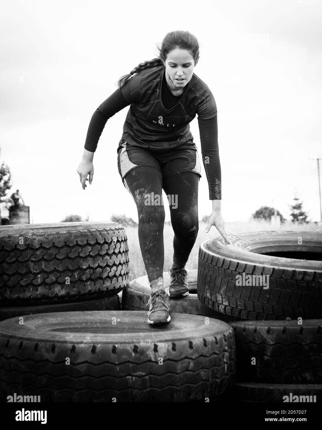 TAMWORTH, UNITED KINGDOM - Oct 15, 2015: More photos from the Scorpion Run tough mudder outdoor obstacle course mud run. Stock Photo