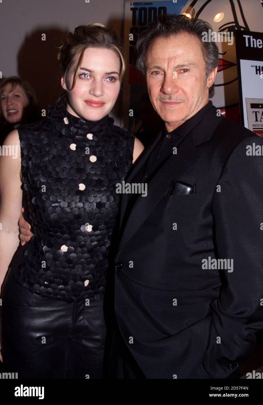 Actress Kate Winslet and Harvey Keitel, stars the drama film " Holy Smoke", pose together at the film's premiere January 12 in Hollywood. The film is about a